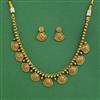 Antique Plain Matte Gold Necklace Set With Matte Gold Plating