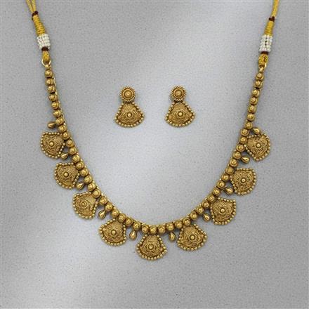 Antique Plain Matte Gold Necklace Set With Matte Gold Plating