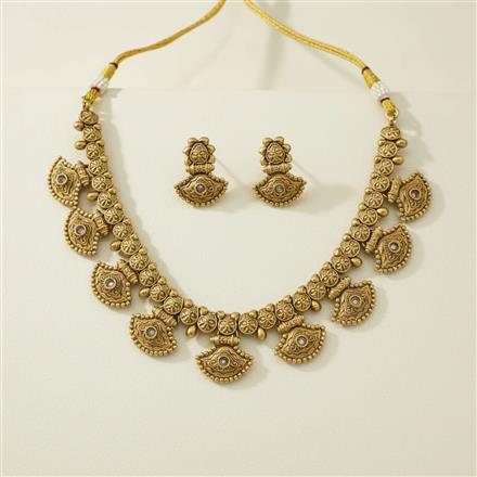 Antique Classic Necklace Set With Matte Gold Plating
