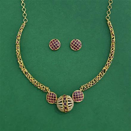 Antique Classic Necklace Set With Matte Gold Plating