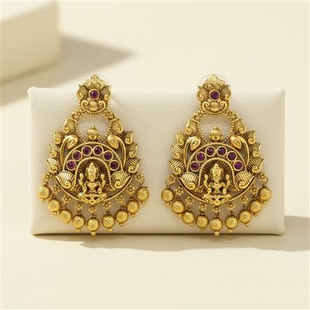 Antique Temple Earring With Matte Gold Plating