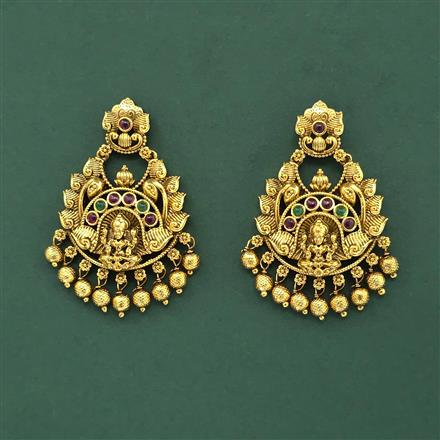 Antique Temple Earring With Matte Gold Plating