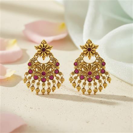 Antique South Indian Earring With Matte Gold Plating