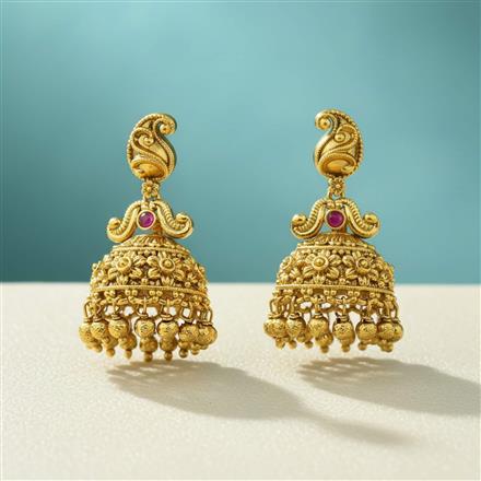 Antique South Indian Earring With Matte Gold Plating