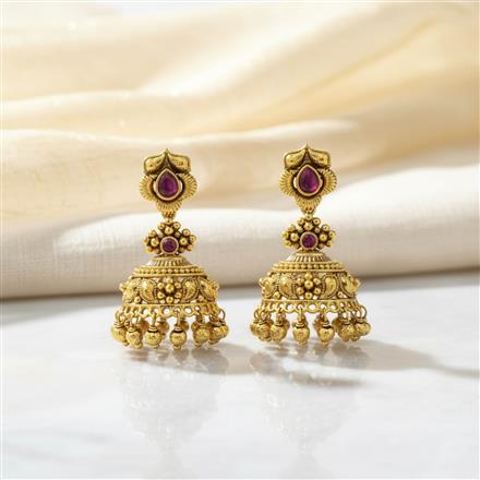 Antique South Indian Earring With Matte Gold Plating