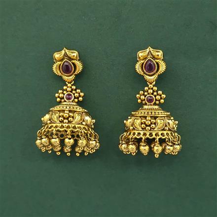 Antique South Indian Earring With Matte Gold Plating