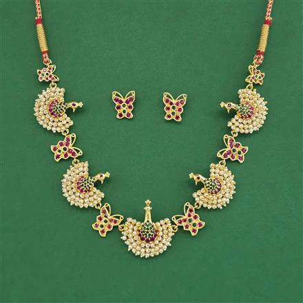 Antique Moti Necklace Set With Gold Plating
