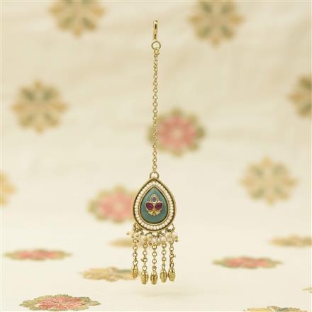 Antique Pearl Tikka With Mehndi Plating