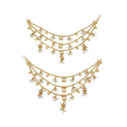 Antique Pearl Ear Chain With Gold Plating