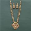 Antique Long Necklace Set With Matte Gold Plating
