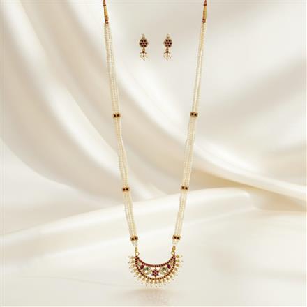Antique Long Necklace Set With Gold Plating