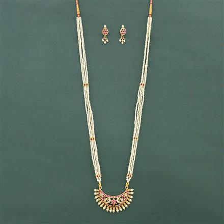 Antique Long Necklace Set With Gold Plating