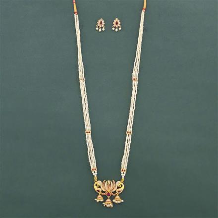 Antique Long Necklace Set With Gold Plating