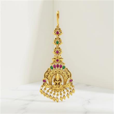 Antique Temple Tikka With Matte Gold Plating