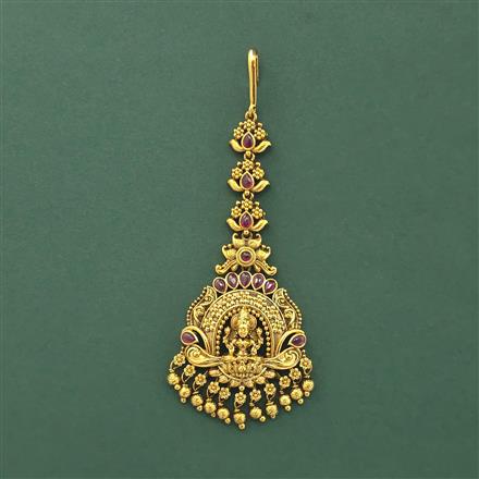 Antique Temple Tikka With Matte Gold Plating