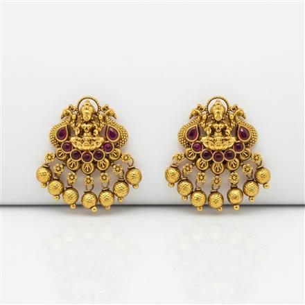 Antique Temple Earring With Matte Gold Plating