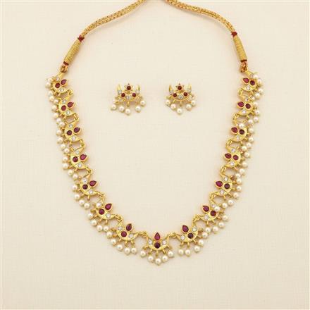 Antique Moti Necklace Set With Gold Plating
