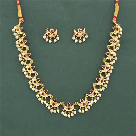 Antique Moti Necklace Set With Gold Plating