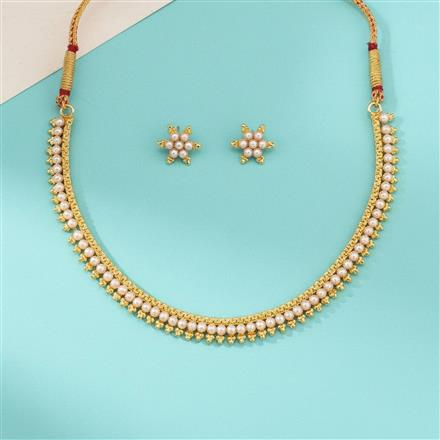 Antique Moti Necklace Set With Gold Plating