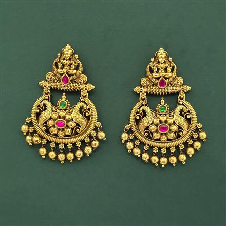 Antique Temple Earring With Matte Gold Plating