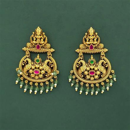 Antique Temple Earring With Matte Gold Plating