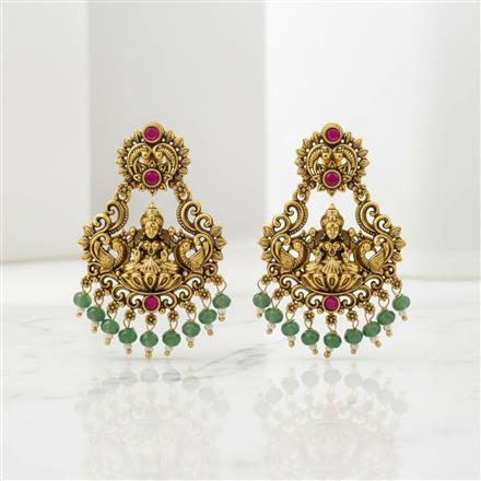 Antique Temple Earring With Matte Gold Plating