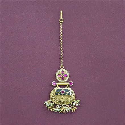 Antique Moti Tikka With Matte Gold Plating