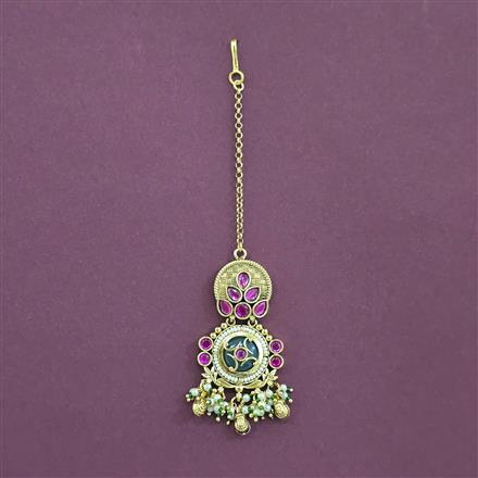 Antique Moti Tikka With Matte Gold Plating