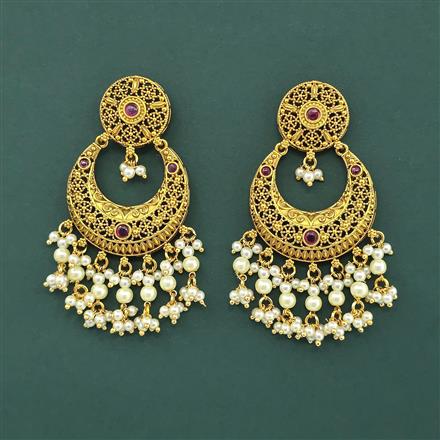 Antique Pearl Earring With Matte Gold Plating