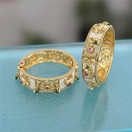 Antique Openable Bangles With Matte Gold Plating