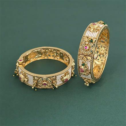 Antique Openable Bangles With Matte Gold Plating