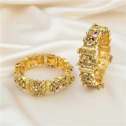 Antique Openable Bangles With Matte Gold Plating