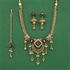 Antique Moti Necklace Set With Matte Gold Plating