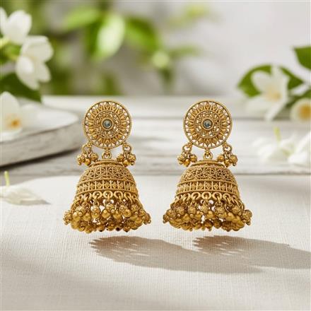 Antique Jhumki With Matte Gold Plating