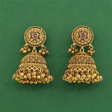 Antique Jhumki With Matte Gold Plating