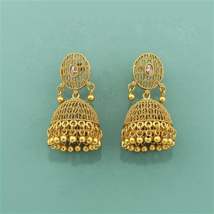 Antique Jhumki With Matte Gold Plating