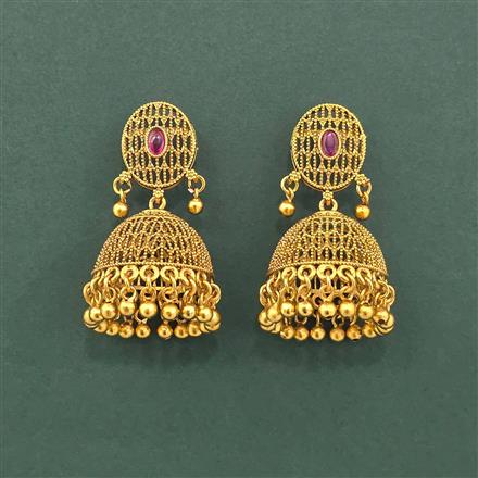 Antique Jhumki With Matte Gold Plating