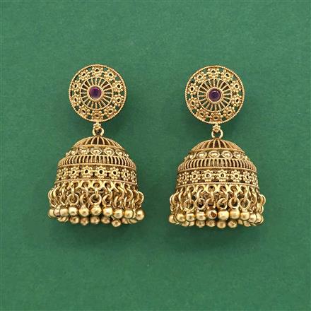 Antique Jhumki With Matte Gold Plating