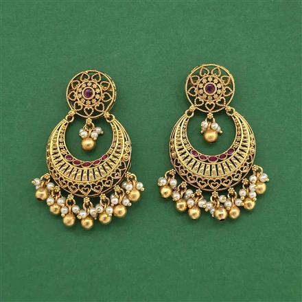 Antique Moti Earring With Matte Gold Plating