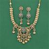 Antique Moti Necklace Set With Matte Gold Plating