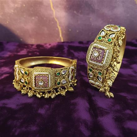 Antique Openable Bangles With Matte Gold Plating