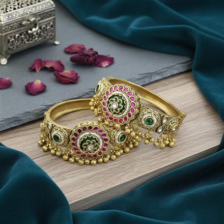 Antique Openable Bangles With Matte Gold Plating