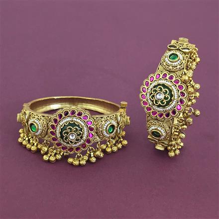 Antique Openable Bangles With Matte Gold Plating