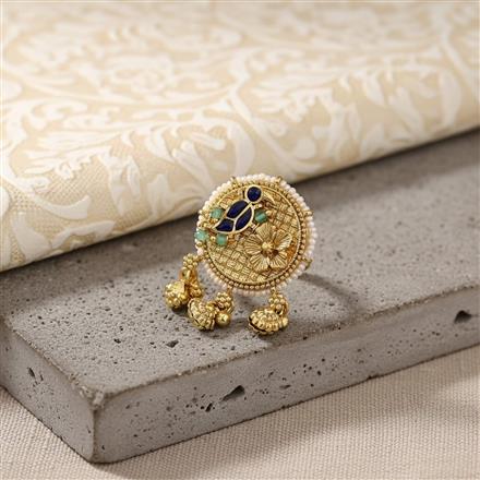 Antique Moti Ring With Matte Gold Plating