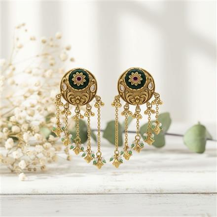 Antique Moti Earring With Matte Gold Plating