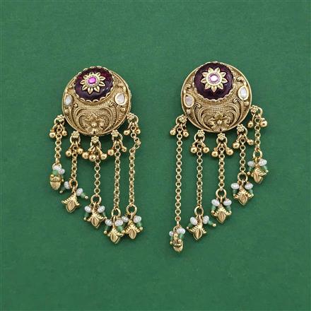 Antique Moti Earring With Matte Gold Plating