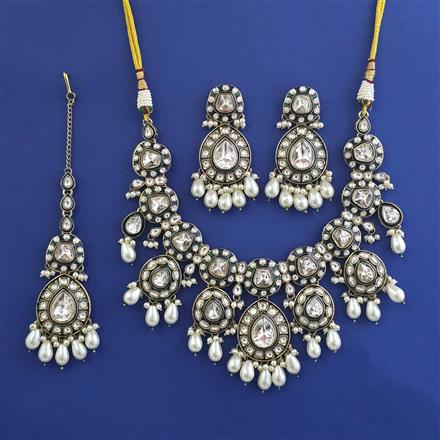 Antique Moti Necklace With Mehndi Plating
