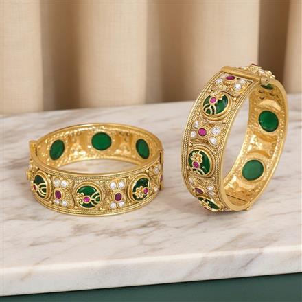Antique Openable Bangles With Matte Gold Plating