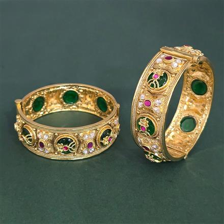 Antique Openable Bangles With Matte Gold Plating