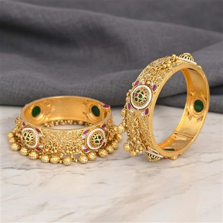 Antique Openable Bangles With Matte Gold Plating